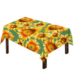 Sage Watercolor Sunflower Pattern Print Tablecloth