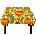 Sage Watercolor Sunflower Pattern Print Tablecloth