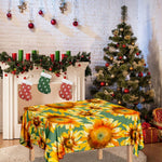 Sage Watercolor Sunflower Pattern Print Tablecloth