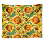 Sage Watercolor Sunflower Pattern Print Tapestry