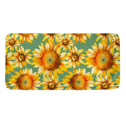 Sage Watercolor Sunflower Pattern Print Towel