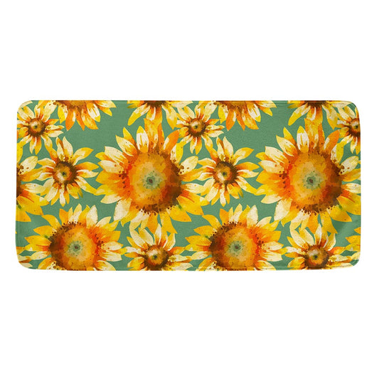 Sage Watercolor Sunflower Pattern Print Towel