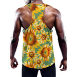 Sage Watercolor Sunflower Pattern Print Training Tank Top
