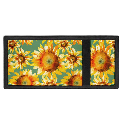 Sage Watercolor Sunflower Pattern Print Trifold Wallet