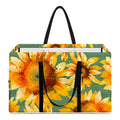 Sage Watercolor Sunflower Pattern Print Utility Tote Bag
