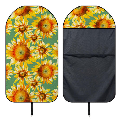 Sage Watercolor Sunflower Pattern Print Waterproof Car Seat Cover