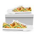 Sage Watercolor Sunflower Pattern Print White Low Top Sneakers
