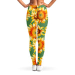 Sage Watercolor Sunflower Pattern Print Women's Leggings