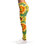 Sage Watercolor Sunflower Pattern Print Women's Leggings