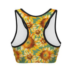 Sage Watercolor Sunflower Pattern Print Women's Sports Bra