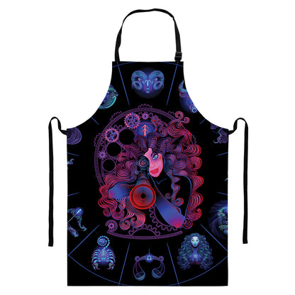 Sagittarius And Astrological Signs Print Bib Apron With Pocket