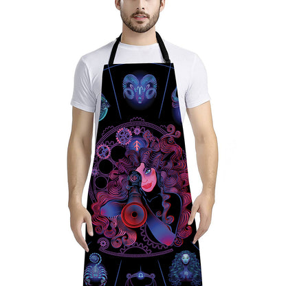 Sagittarius And Astrological Signs Print Bib Apron With Pocket