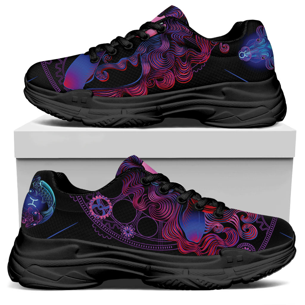 Sagittarius And Astrological Signs Print Black Chunky Shoes