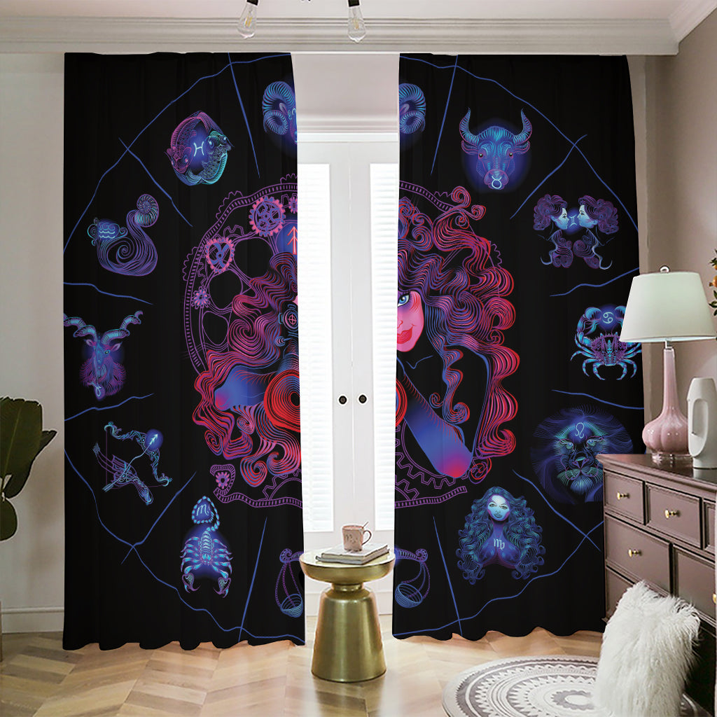 Sagittarius And Astrological Signs Print Blackout Pencil Pleat Curtains