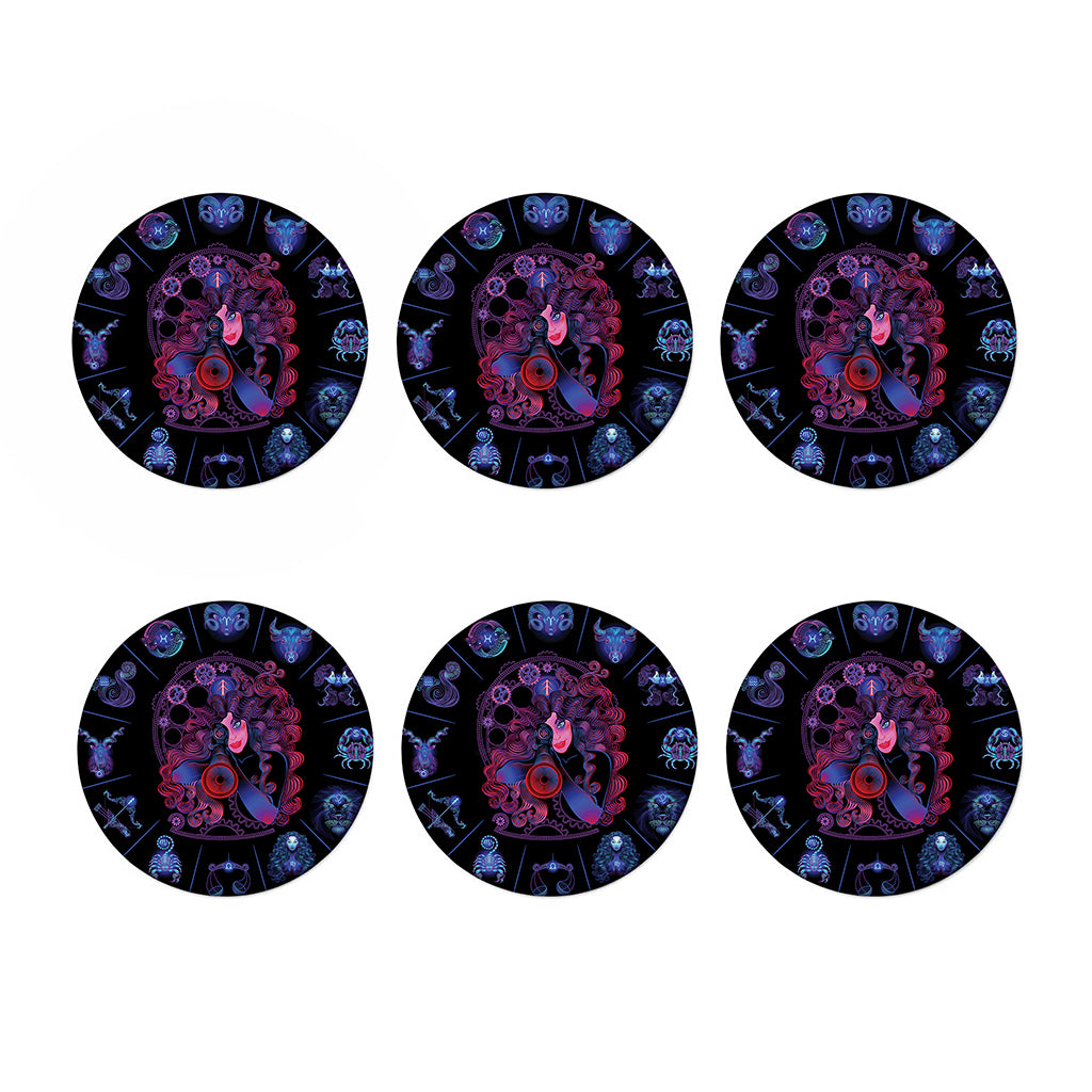 Sagittarius And Astrological Signs Print Coaster Set