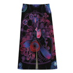 Sagittarius And Astrological Signs Print Cotton Front Slit Maxi Skirt