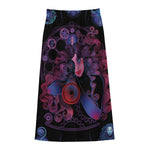 Sagittarius And Astrological Signs Print Cotton Front Slit Maxi Skirt