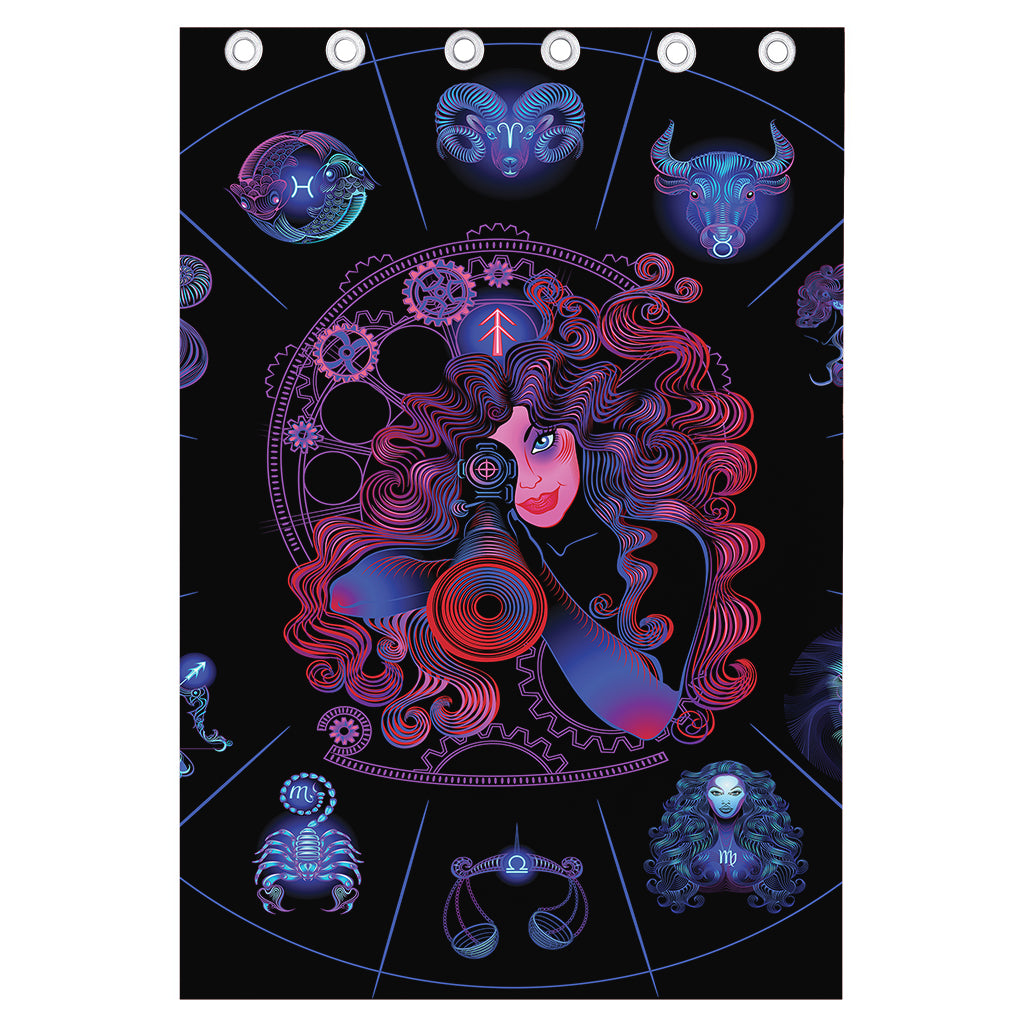 Sagittarius And Astrological Signs Print Curtain