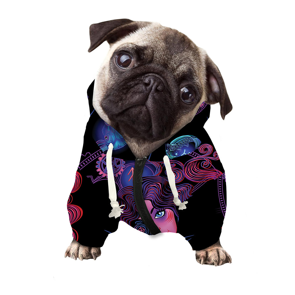 Sagittarius And Astrological Signs Print Dog Zip Up Hoodie