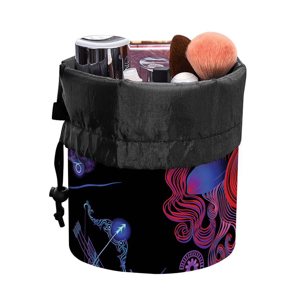 Sagittarius And Astrological Signs Print Drawstring Makeup Bag