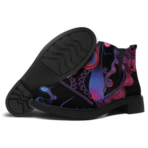 Sagittarius And Astrological Signs Print Flat Ankle Boots