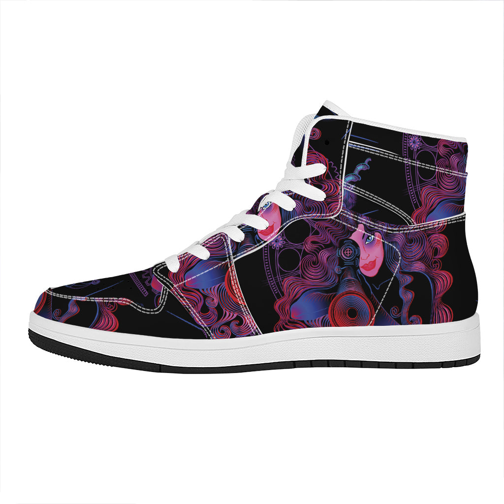 Sagittarius And Astrological Signs Print High Top Leather Sneakers