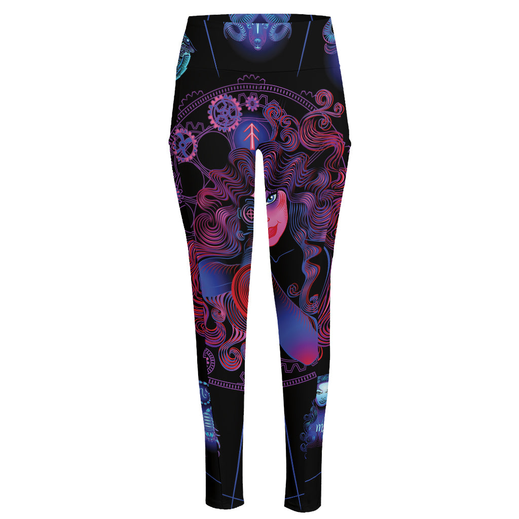 Sagittarius And Astrological Signs Print High-Waisted Pocket Leggings