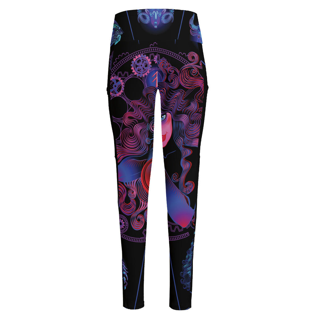 Sagittarius And Astrological Signs Print High-Waisted Pocket Leggings