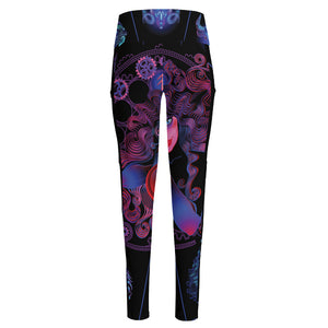 Sagittarius And Astrological Signs Print High-Waisted Pocket Leggings