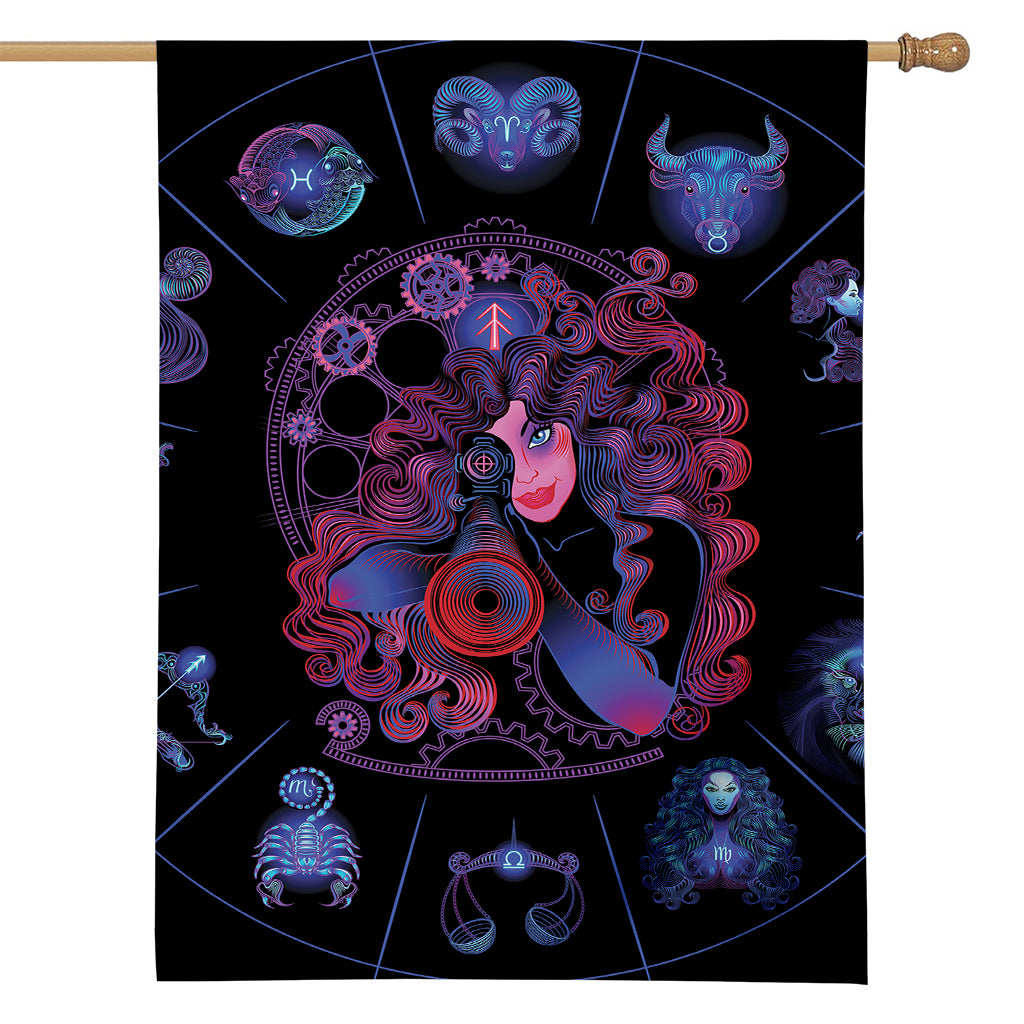 Sagittarius And Astrological Signs Print House Flag