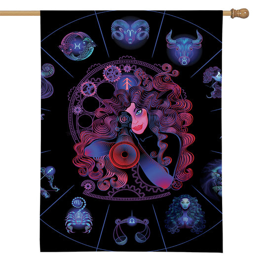 Sagittarius And Astrological Signs Print House Flag