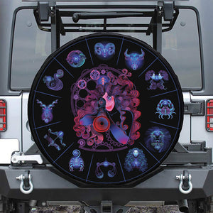 Sagittarius And Astrological Signs Print Leather Spare Tire Cover