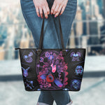 Sagittarius And Astrological Signs Print Leather Tote Bag