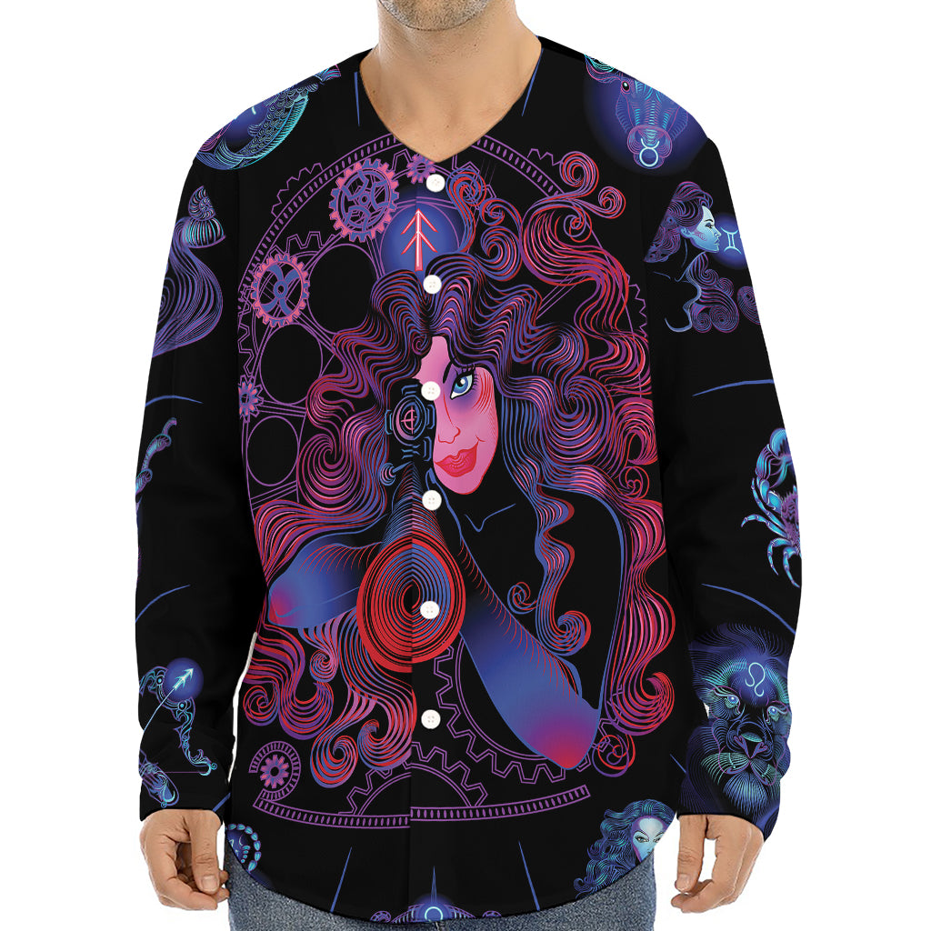 Sagittarius And Astrological Signs Print Long Sleeve Baseball Jersey