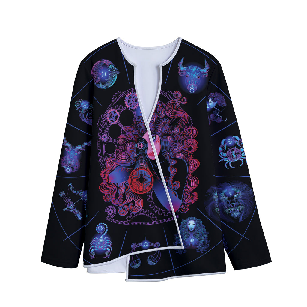 Sagittarius And Astrological Signs Print Long Sleeve Short Coat