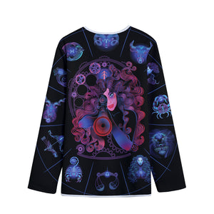 Sagittarius And Astrological Signs Print Long Sleeve Short Coat