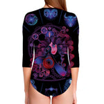 Sagittarius And Astrological Signs Print Long Sleeve Swimsuit