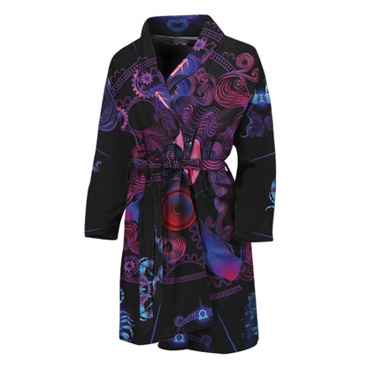 Sagittarius And Astrological Signs Print Men's Bathrobe
