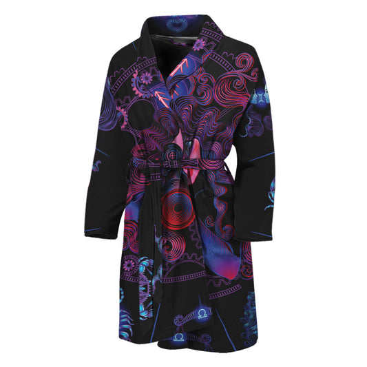 Sagittarius And Astrological Signs Print Men's Bathrobe