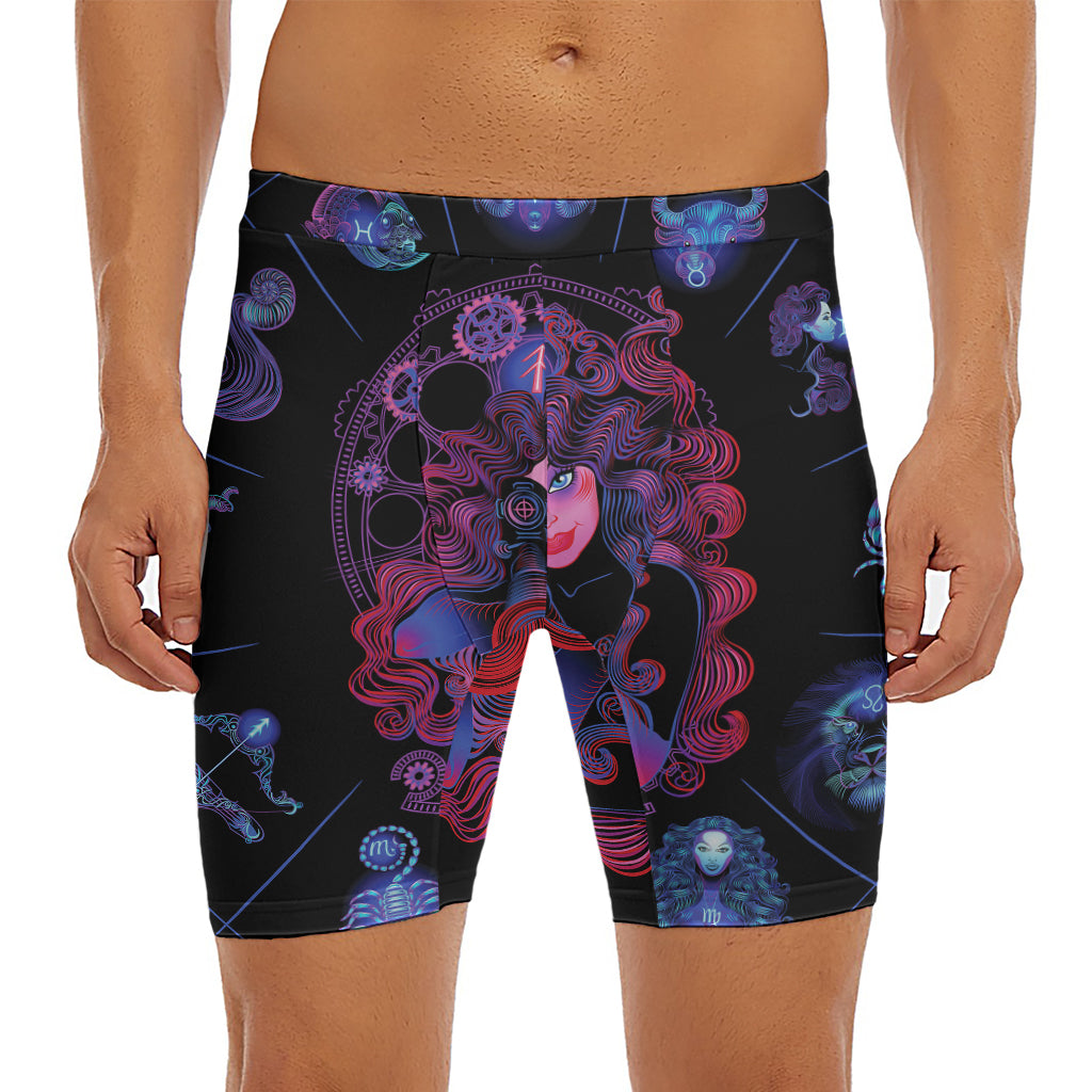 Sagittarius And Astrological Signs Print Men's Long Boxer Briefs