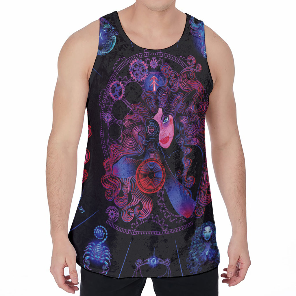 Sagittarius And Astrological Signs Print Men's Velvet Tank Top