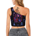 Sagittarius And Astrological Signs Print One Shoulder Crop Top