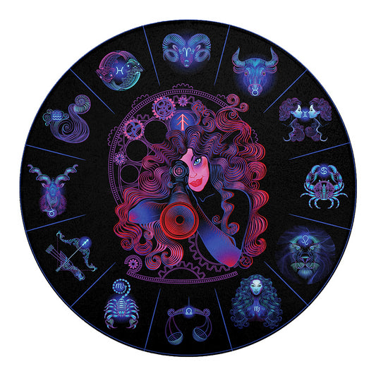 Sagittarius And Astrological Signs Print Round Blanket