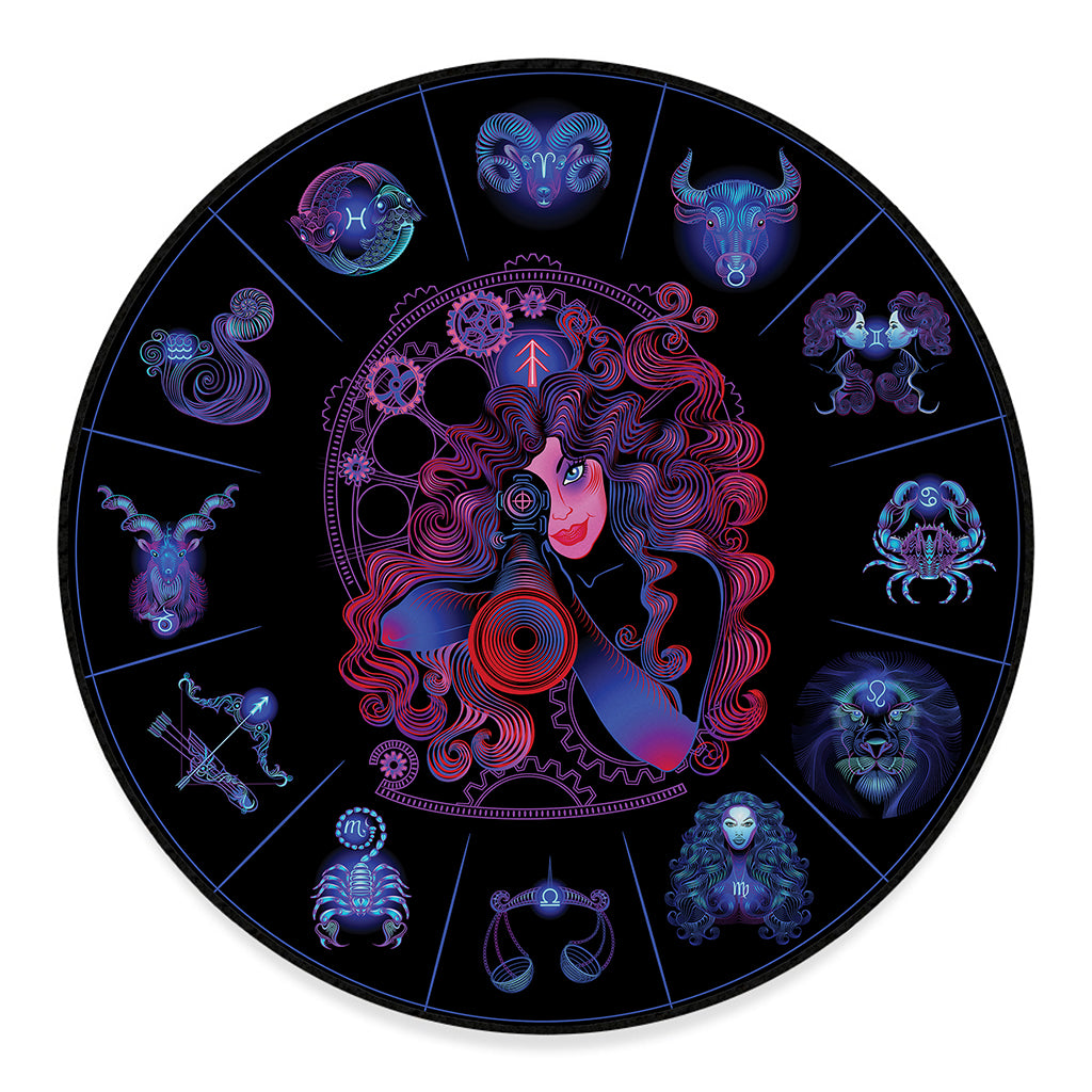 Sagittarius And Astrological Signs Print Round Floor Mat