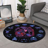 Sagittarius And Astrological Signs Print Round Rug