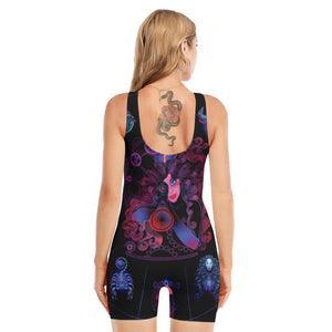 Sagittarius And Astrological Signs Print Sleeveless One Piece Swimsuit