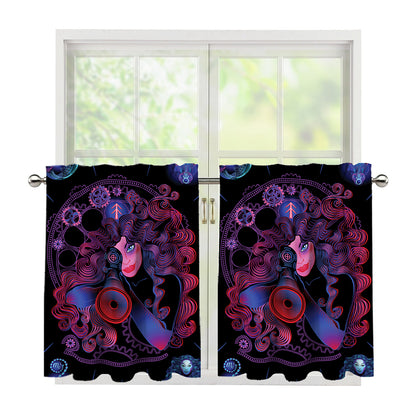 Sagittarius And Astrological Signs Print Tier Curtains