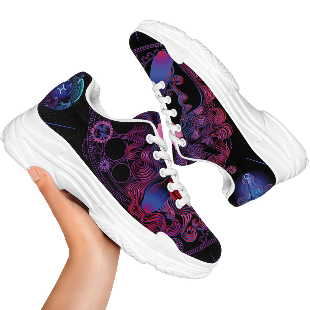 Sagittarius And Astrological Signs Print White Chunky Shoes