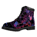 Sagittarius And Astrological Signs Print Padded Collar Lace Up Boots