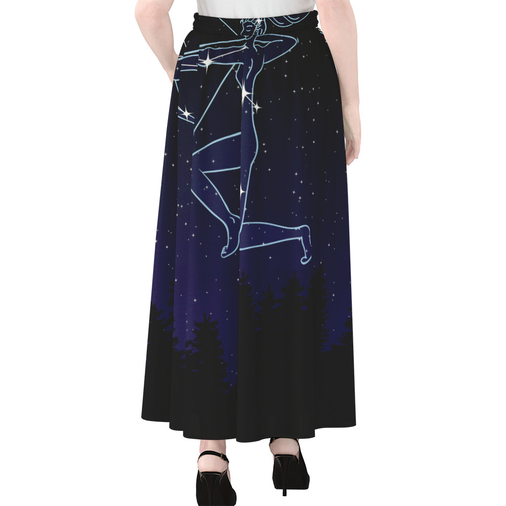 Sagittarius Constellation Print Chiffon Maxi Skirt